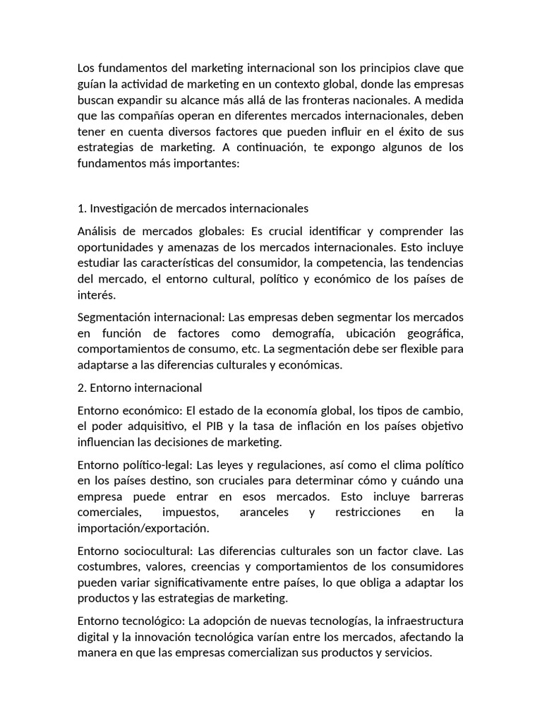 Fundamentos del Marketing Internacional | PDF | Costo de la vida ...