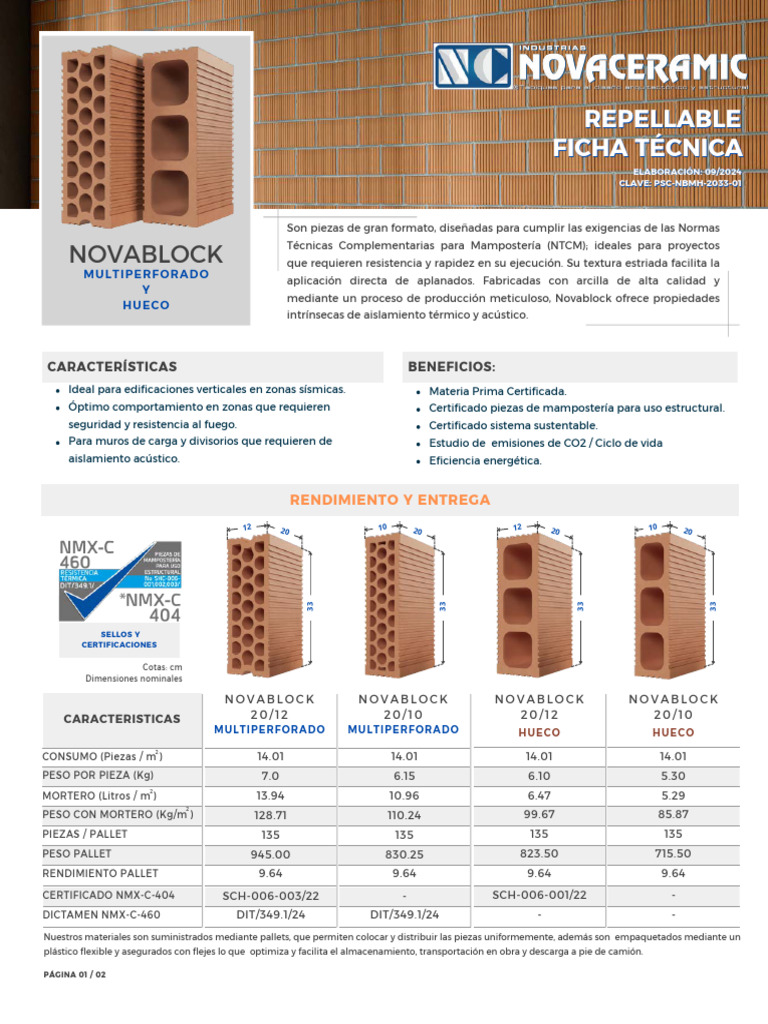 Piezas de Mampostería Novablock: Resistencia y Aislamiento | PDF ...