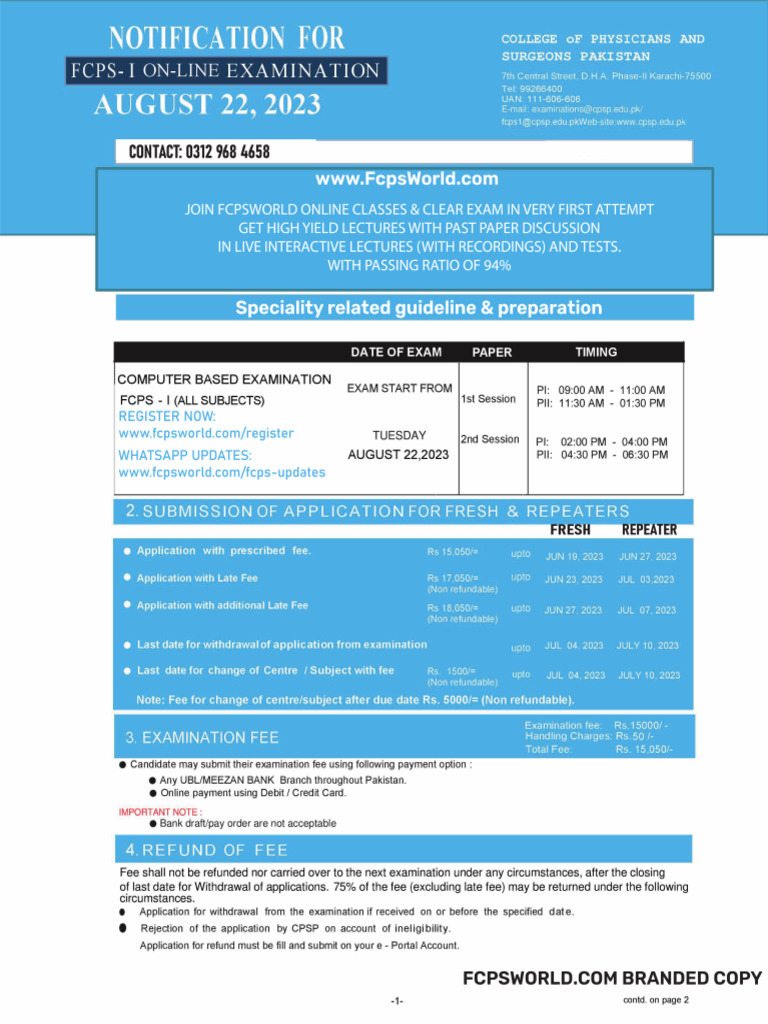 Fcps 1 August Notification | PDF