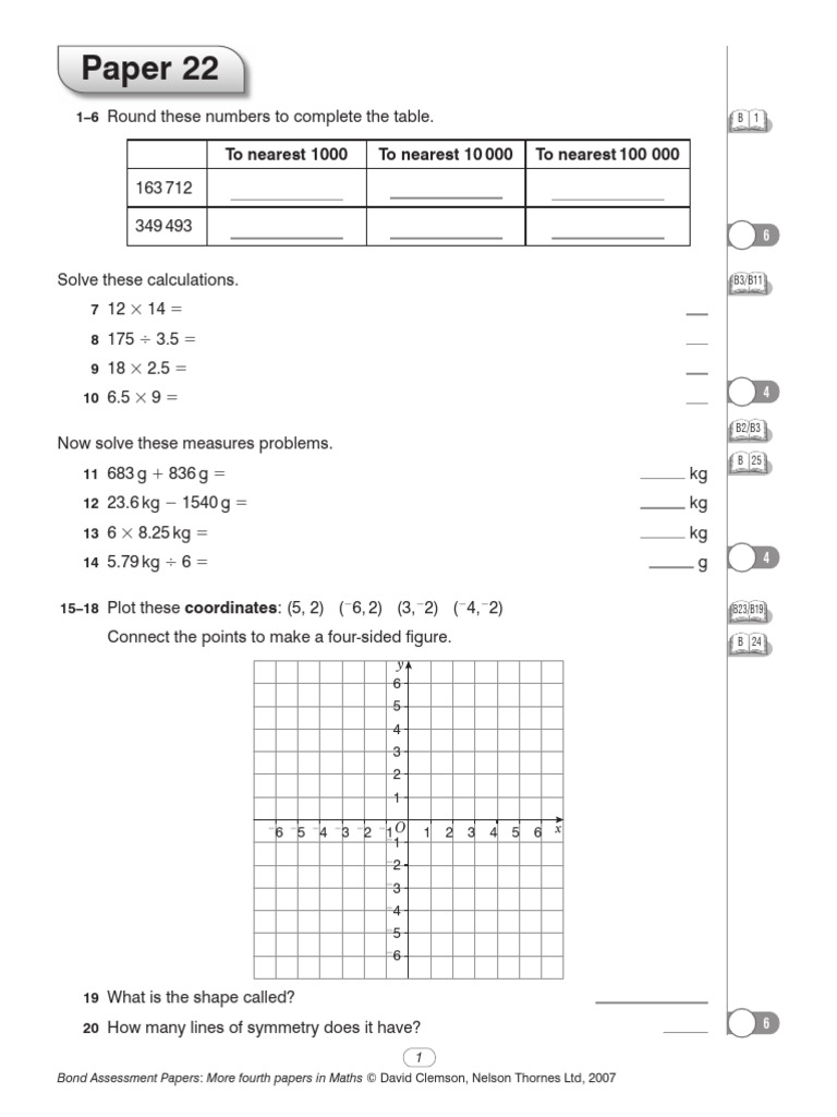 Fourth Grade Math Assessment Papers | PDF | Area | Numbers