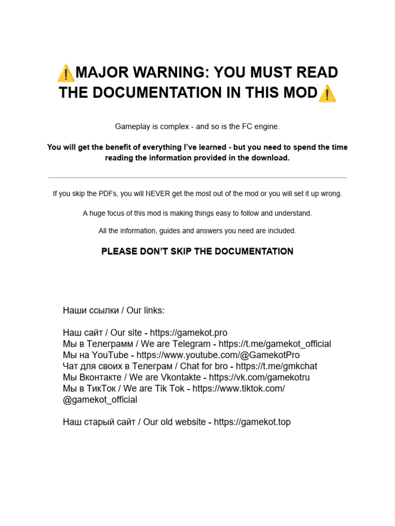 Essential Mod Documentation Warning | PDF