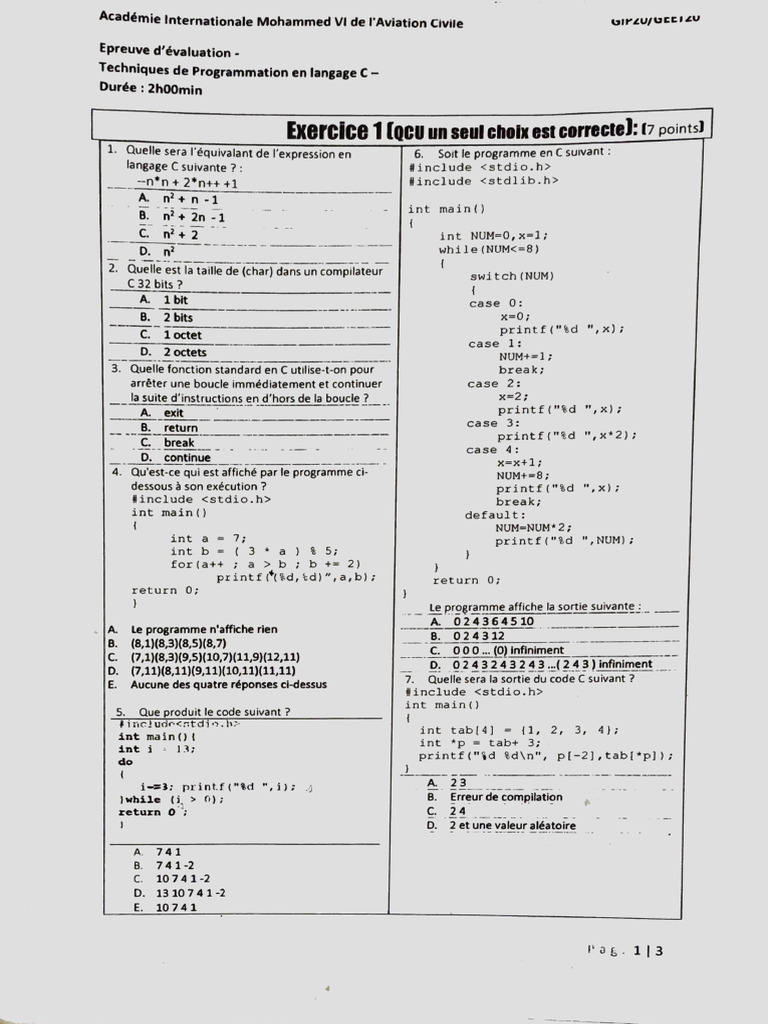 Examen Prog C | PDF