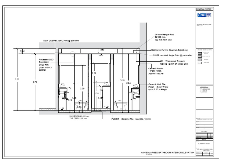 Bathroom Interior Elevation Details | PDF | Tile | Drywall