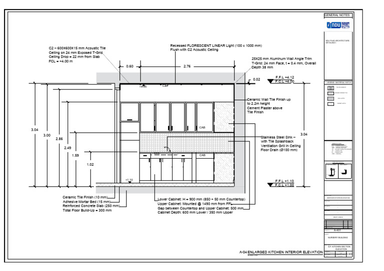Detailing 1 Section Elevation Kitchen | PDF | Countertop | Tile
