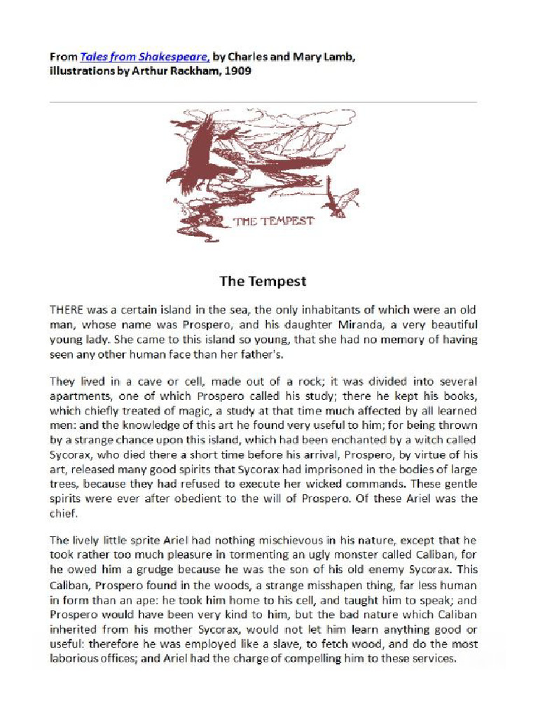 The Tempest - William Shakespeare (An Abridged Version) | PDF