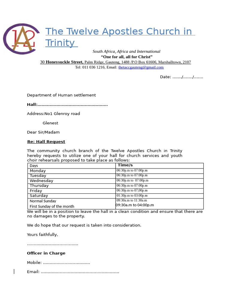 Hall Application Letter Original | PDF