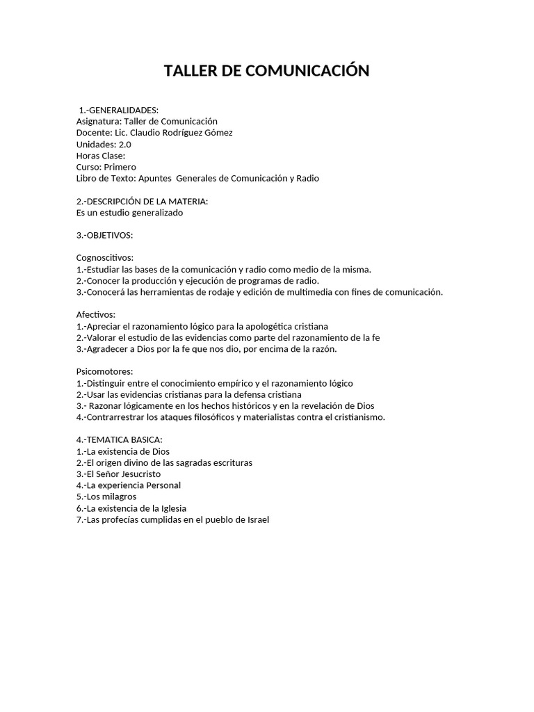 Taller de Comunicación | PDF