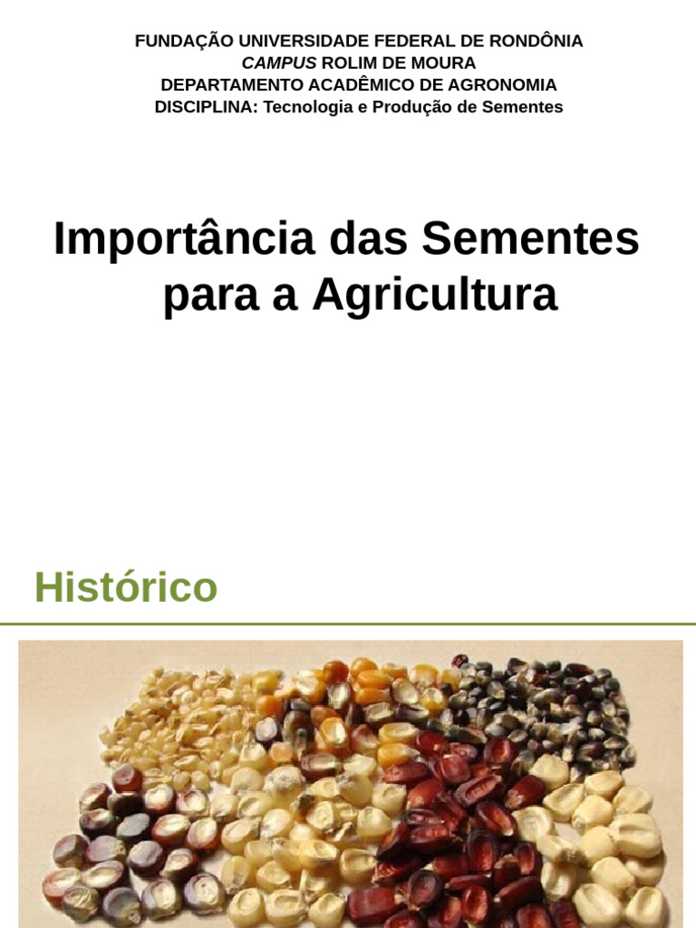 AULA 01 - Importncia Das Sementes | PDF | Agricultura | Cereais