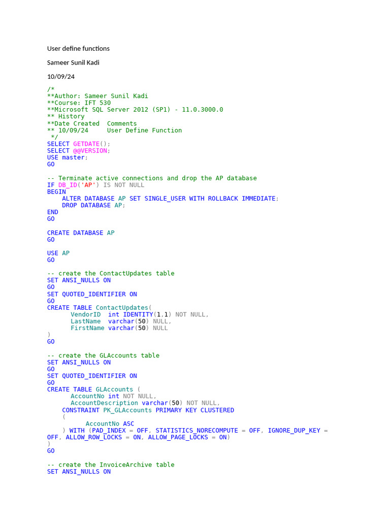 User Defined Functions in SQL Server | PDF | Databases | Data Management