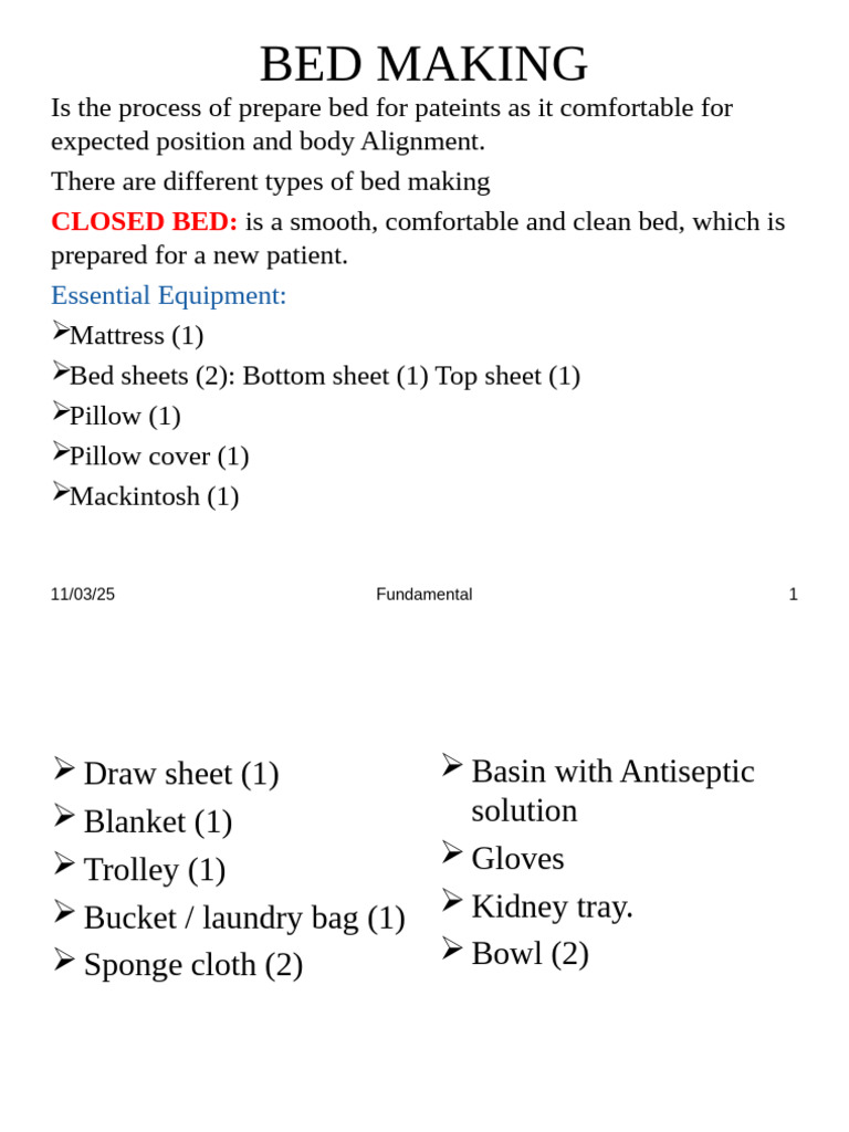 Essential Bed Making Techniques | PDF | Anatomical Terms Of Motion ...