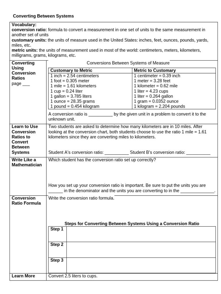 Converting Customary and Metric Units | PDF | Ounce | Units Of Measurement