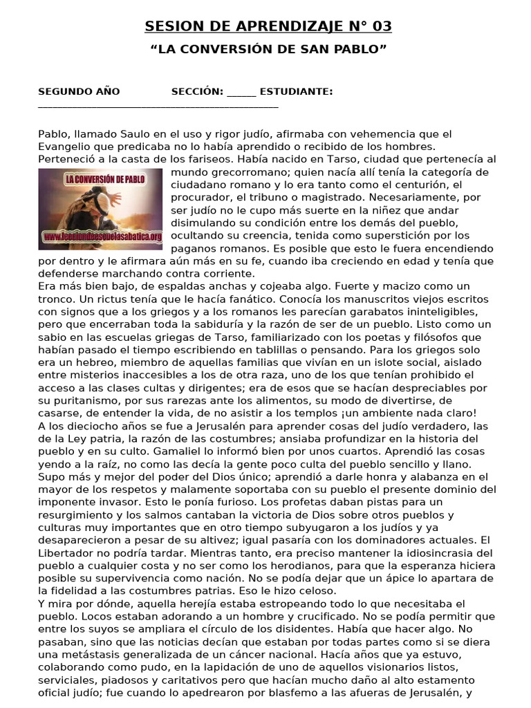 Conversión de San Pablo: Un Cambio Radical | PDF | Pablo el apóstol