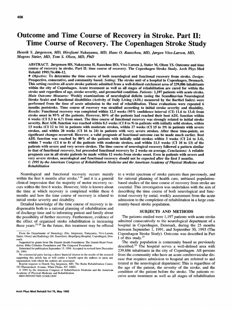 Stroke Recovery Timeline Analysis | PDF | Physical Therapy | Stroke
