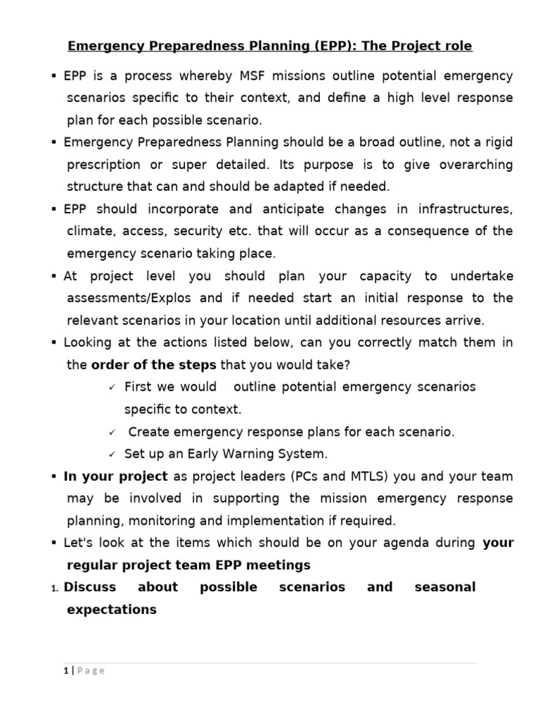 Emergency Preparedness Planning Guide | PDF | Emergency | Médecins Sans ...