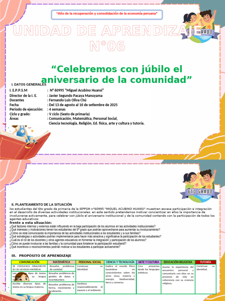 6° Unidad de Aprendizaje N°6 | PDF | Aprendizaje | Decimal