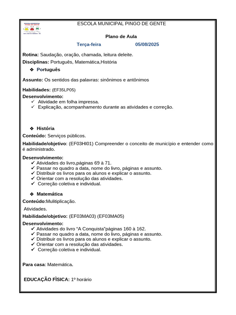 Planos - 05 - 8 À 08 - 08 de 2025 Pingo | PDF | Jesus