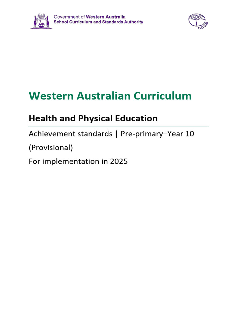 WA Health & PE Standards 2025 Guide | PDF | Well Being | Behavior