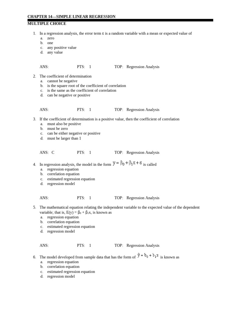 Unsolved Chapter 14 Simple Linear Regression Pdf Coefficient Of