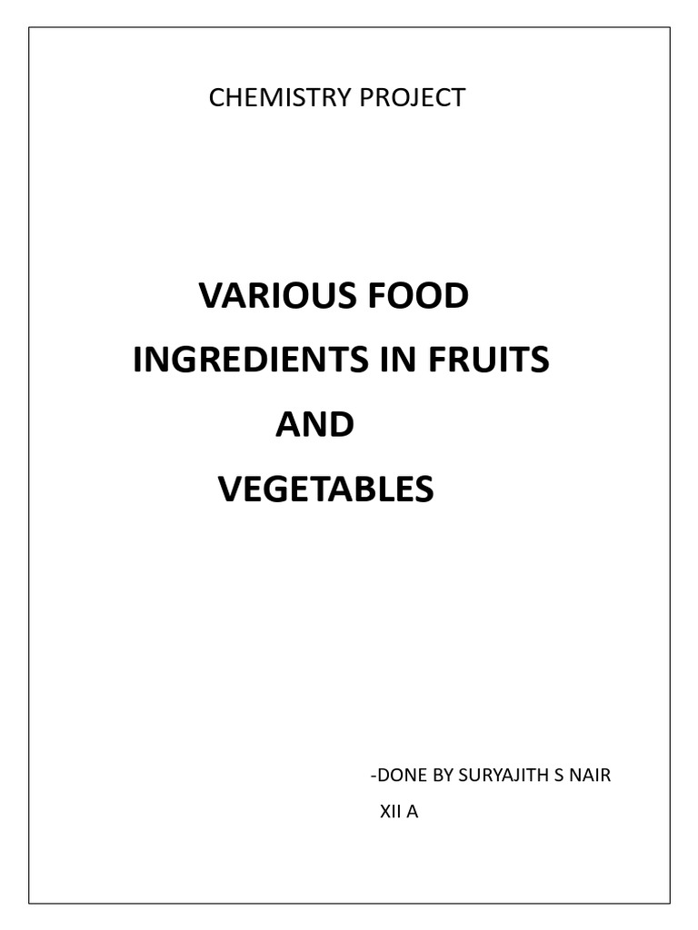 Food Ingredients in Fruits & Vegetables | PDF