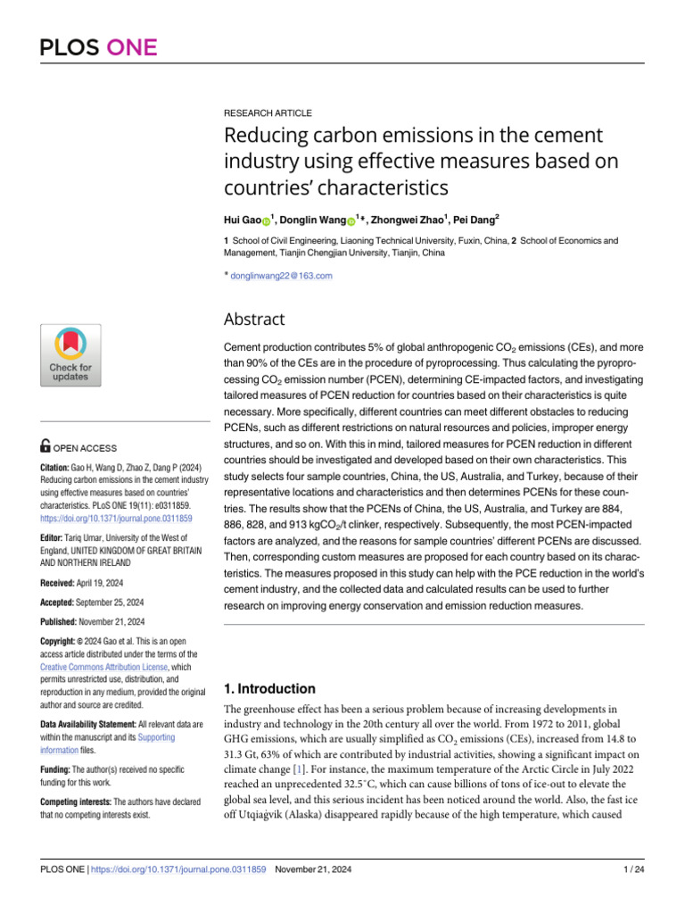 Carbon Emission Reduction in Cement Industry | PDF | Cement | Coal
