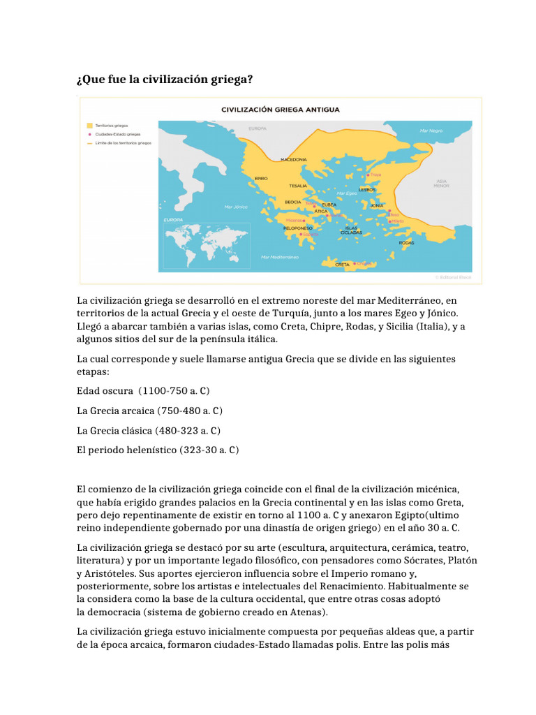 Que Fue La Civilización Griega | PDF | Antigua Grecia | Grecia
