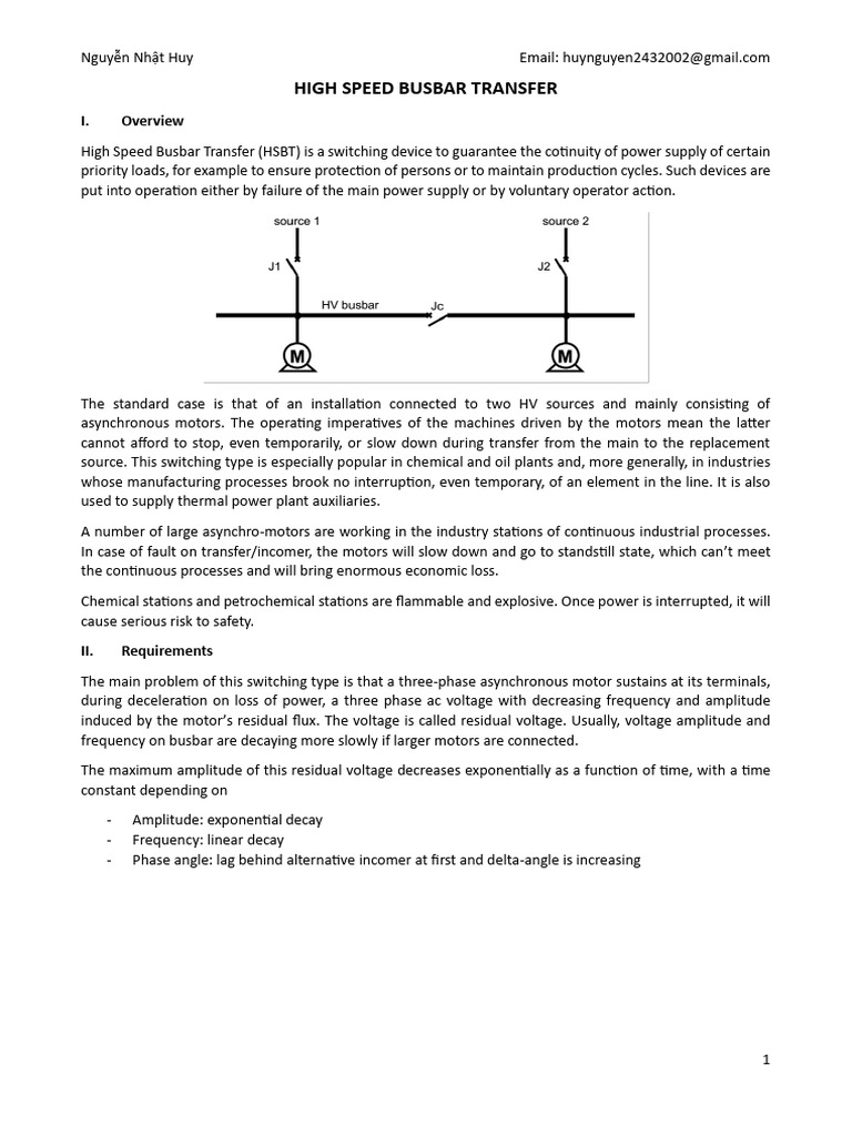 High Speed Busbar Transfer | PDF | Power Supply | Electromagnetism