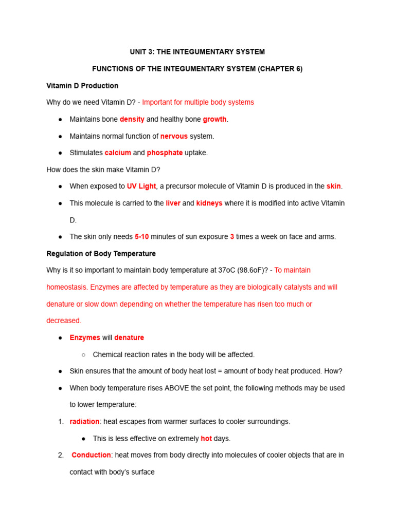 Unit 3 - The Integumentary System | PDF | Thermoregulation | Hypothermia