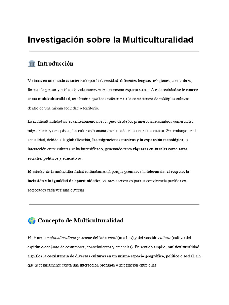 Multiculturalidad | PDF | Multiculturalismo | Educación en artes liberales