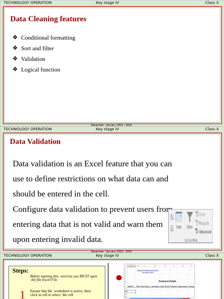 Lesson 10 - Formatting Cells and Setting Validation and Data ...