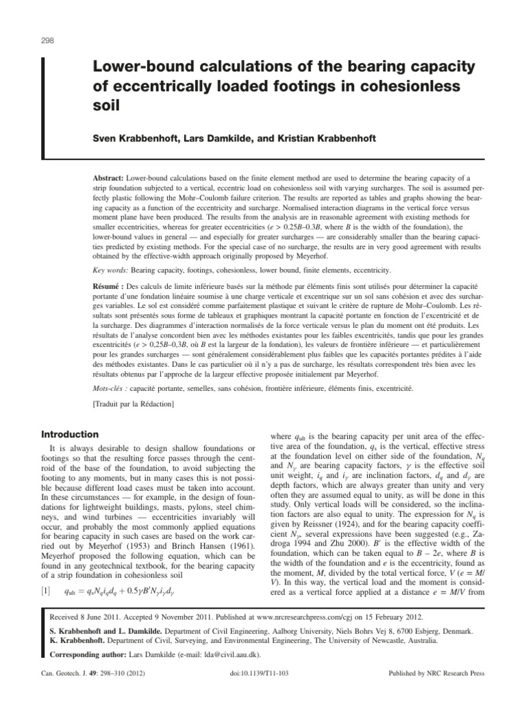 Bearing Capacity of Eccentric Footings | PDF | Geotechnical Engineering