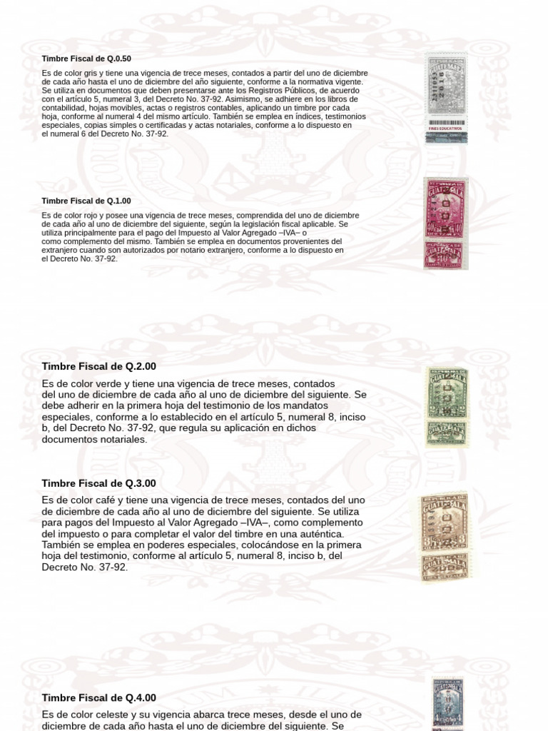 Timbre Fiscal de 100 Quetzales en Guatemala | PDF | Impuesto al valor ...