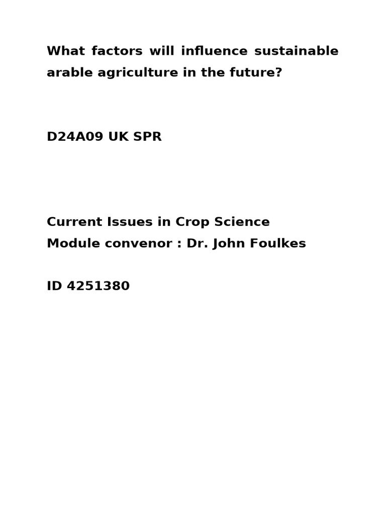 Future Factors in Sustainable Agriculture | PDF | Agriculture | Soil