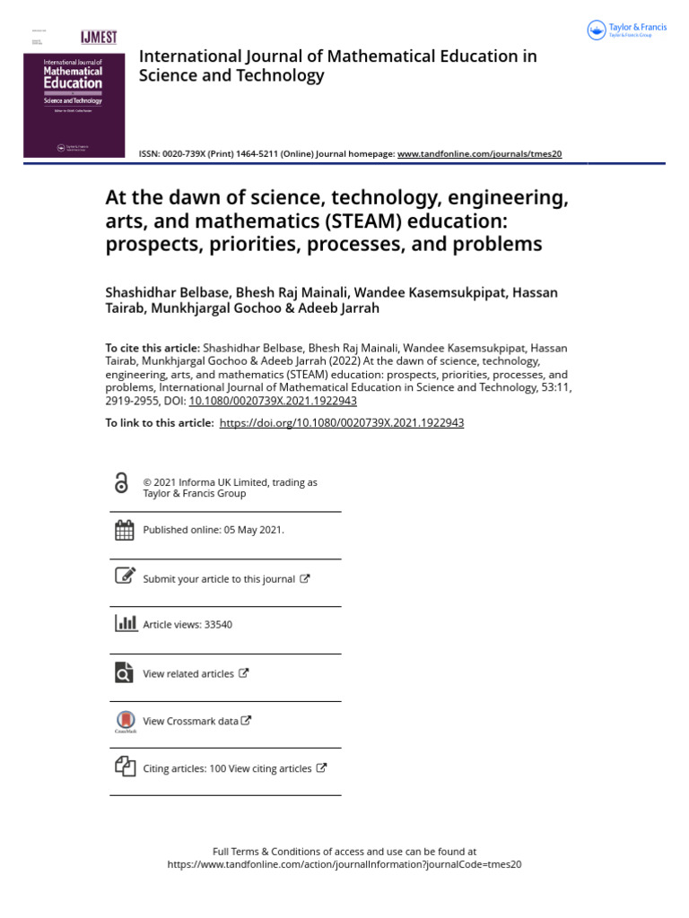 Current Trends in STEAM Education Analysis | PDF | Science, Technology ...