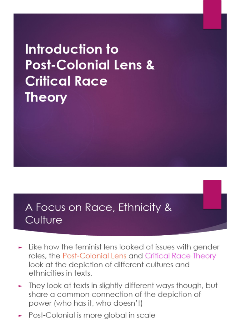Post-Colonial Lens & Critical Race Theory (2024) | PDF ...