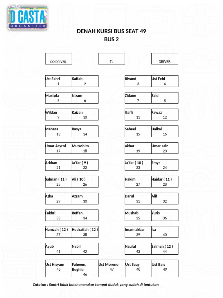 49-Seat Bus Seating Arrangement | PDF
