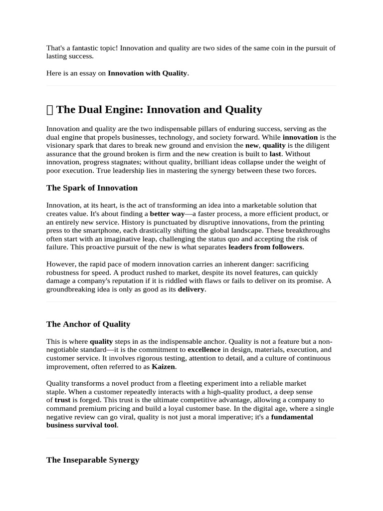 Innovation With Quality | PDF | Innovation