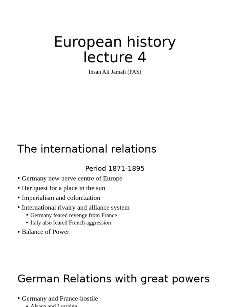 European History Lecture 4 | PDF | German Empire | Allies Of World War I
