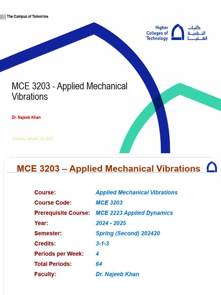 Applied Mechanical Vibrations Course Guide | PDF | Damping | Oscillation