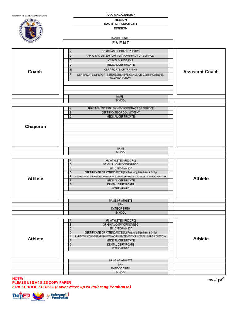 Athlete Documentation for 2025 Events | PDF | Evidence | Legal ...