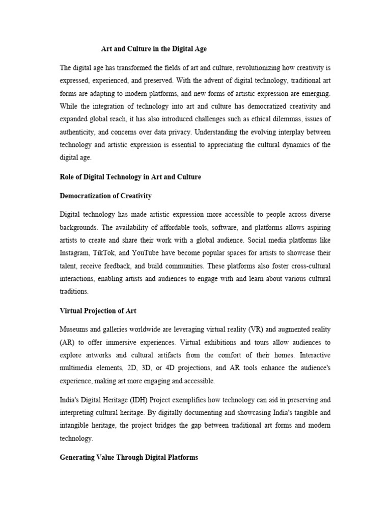 Digital Transformation of Art and Culture | PDF | Augmented Reality ...