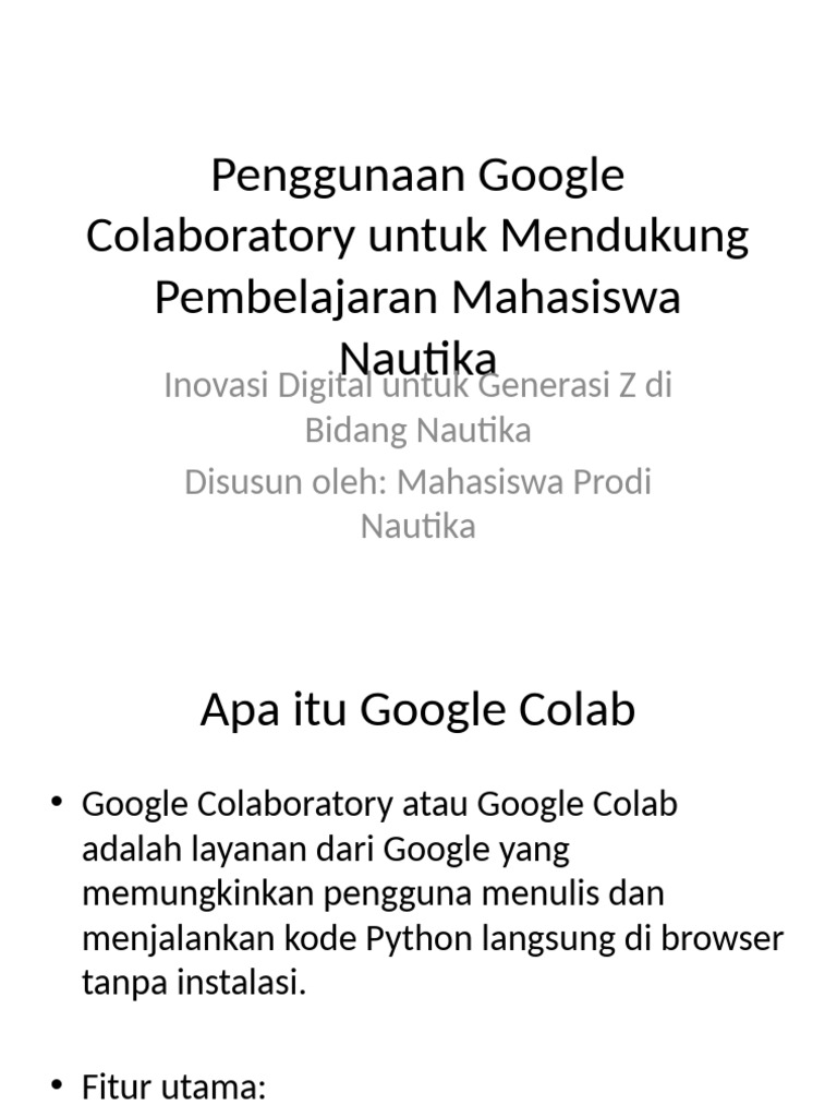 Google Colab untuk Mahasiswa Nautika | PDF