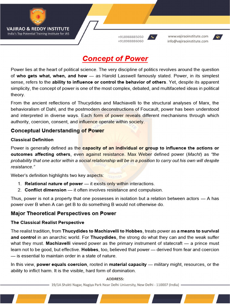 Understanding Power in Political Theory | PDF | Power (Social And ...