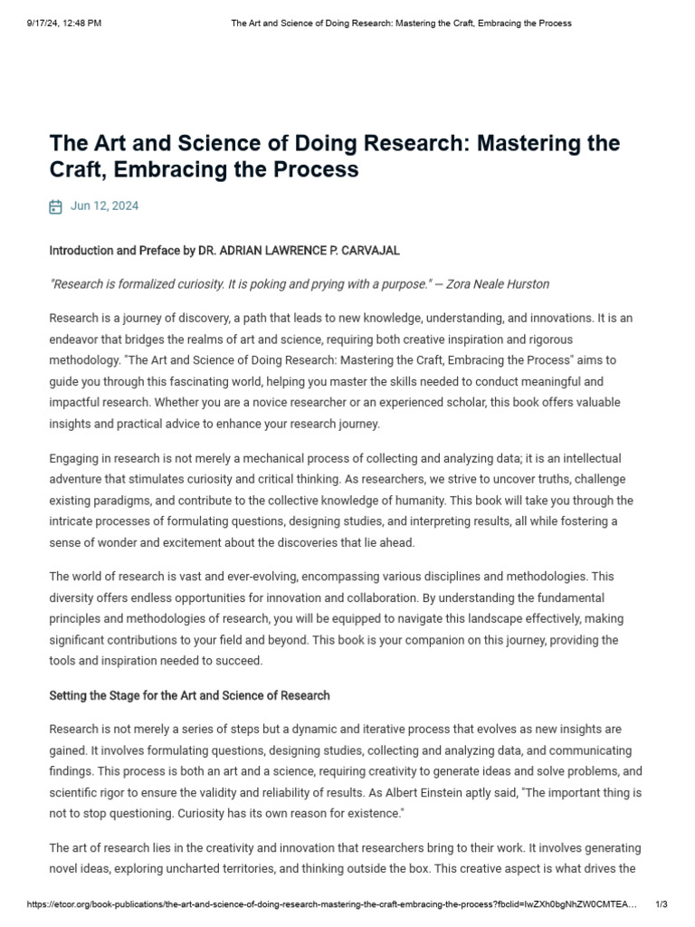 Mastering Research: Art & Science Guide | PDF | Methodology | Science