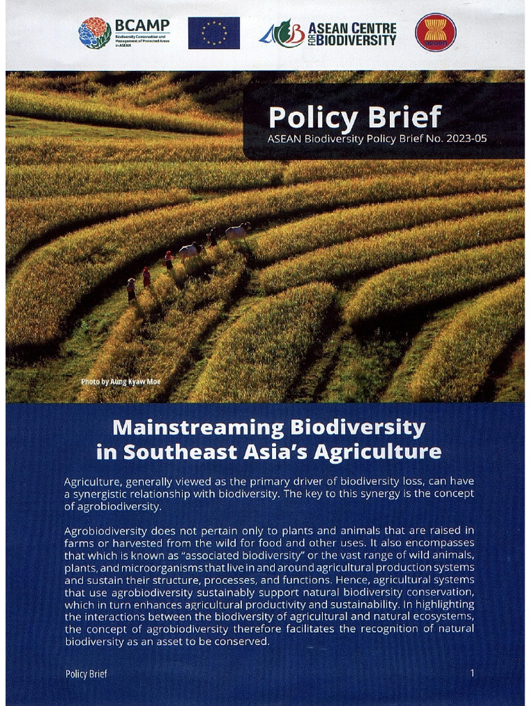 ASEAN Center For Biodiversity Policy Brief No. 2023-05 | PDF