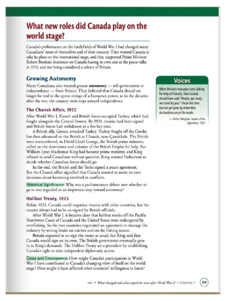 Canada - S Growing Autonomy Reading | PDF