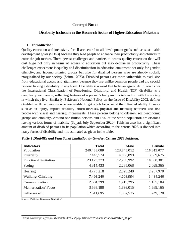 Disability Inclusion in Pakistan's Higher Education | PDF | Disability ...