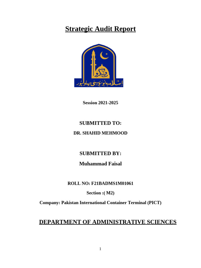 Strategic Audit Report Faisal | PDF | Corporate Social Responsibility ...