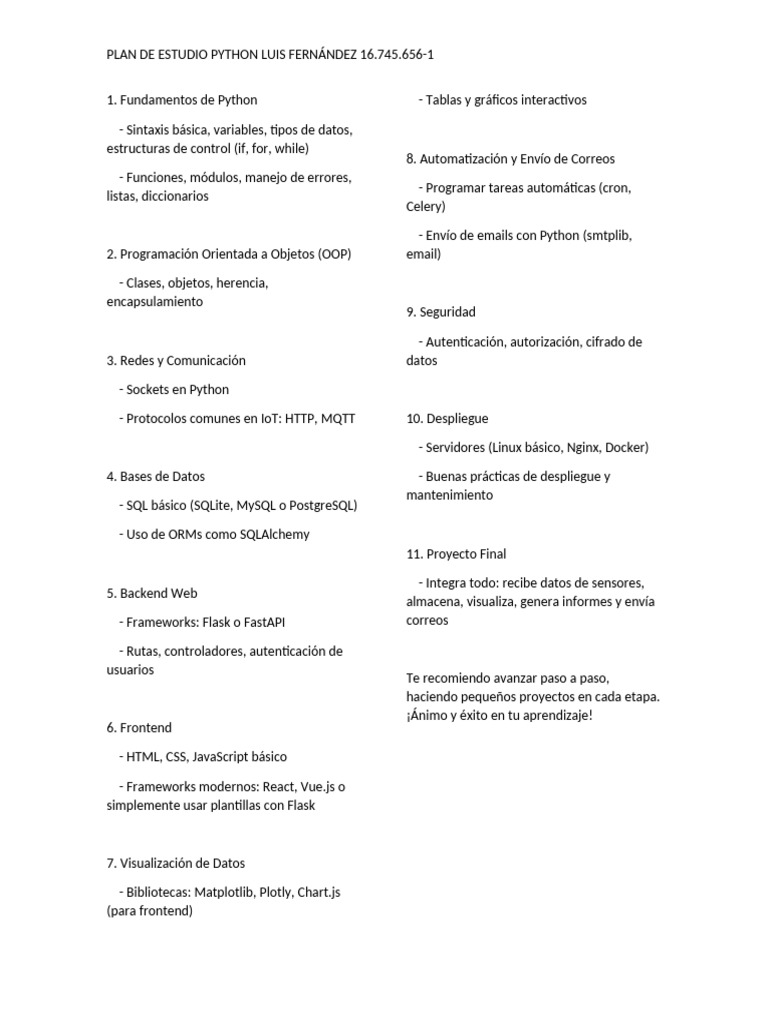 Plan de Estudio Completo de Python | PDF