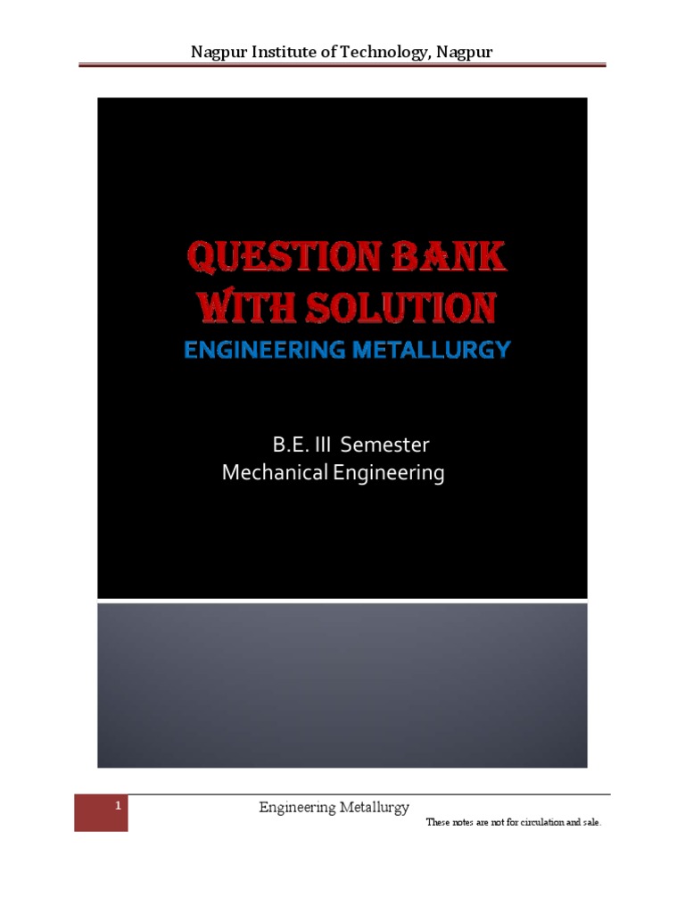 Engineering Metallurgy Notes | PDF