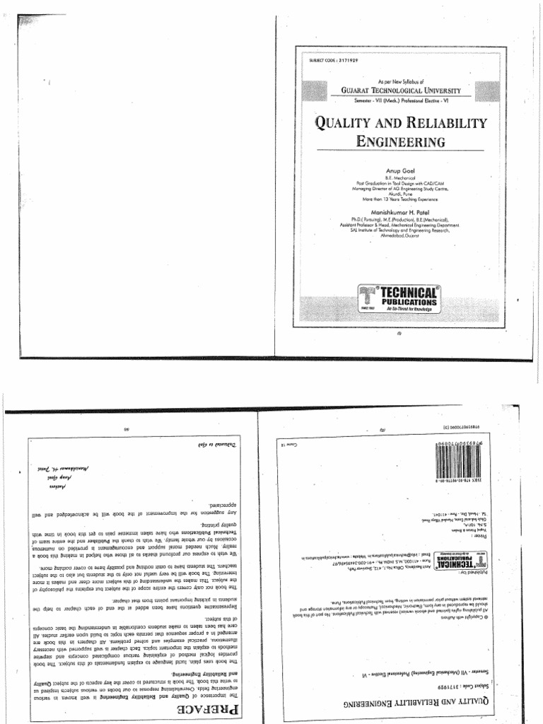 Quality and Reliability Engineering Gtu Semester Vii 7 Be Mechanical | PDF